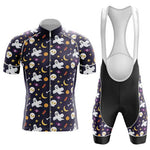 Embrace the spooky spirit with our Ghosts & Moons Halloween Cycling Jersey Set, featuring cartoon ghosts, skulls, stars, moons, and candy on a dark backdrop. This breathable performance set ensures comfort and style on eerie rides.