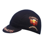 The Guinness Cycling Cap, made from moisture-absorbent material, features a short brim with the iconic logo. It displays three pints on the side with Guinness above and Dublin, Ireland below. Ideal for stylish comfort on any ride.
