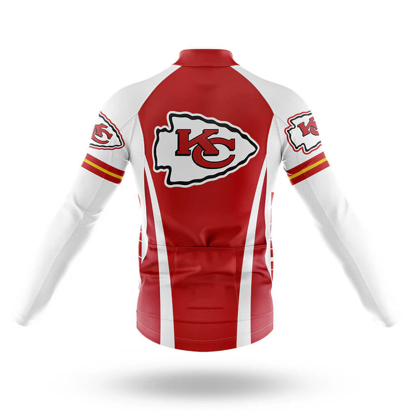 A blue and yellow lightweight University of Michigan long sleeve cycling jersey featuring the university logo on the back and sleeves, displayed on a plain white background.