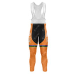 The MOLTENI Retro Long Sleeve Cycling Set, featuring vibrant orange and black bib tights with a sleeveless white top, showcases distinctive MOLTENI branding, colorful stripes, and various logos, all designed for comfort with a silicone waist strip for an optimal fit.