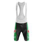 The Gatorade Retro Short Sleeve Cycling Set includes vintage-inspired bib shorts in green, black, and white with the Gatorade Chateau dAx logo on the front. Featuring white straps, these shorts exude old-school flair for any vintage cycling ensemble.
