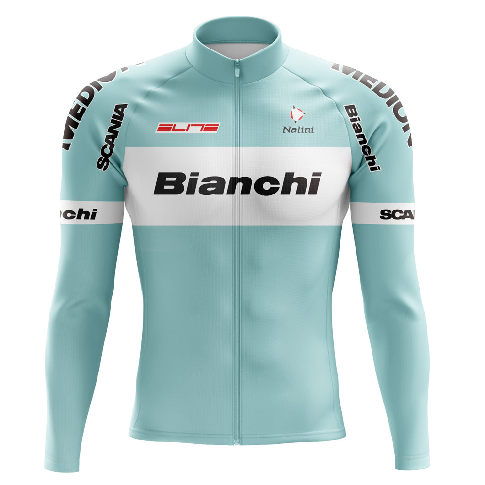 Bianchi Grey Retro Long Sleeve Cycling Set (With Fleece Option)