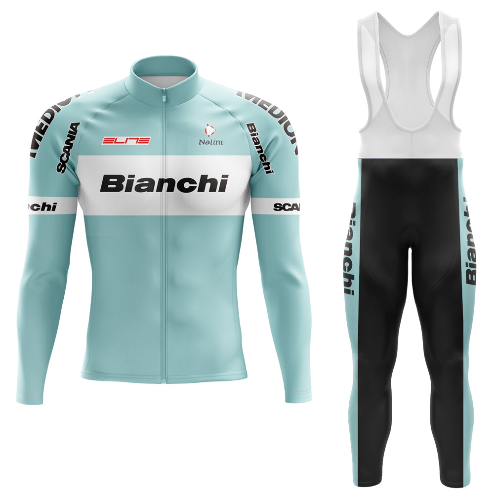 Bianchi Grey Retro Long Sleeve Cycling Set (With Fleece Option)