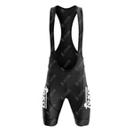 Black cycling bib shorts with white fexsa logos on both legs, shown from the back. The fitted design with shoulder straps pairs perfectly with the Mars White Retro Short Sleeve Cycling Set for a complete ride-ready look.