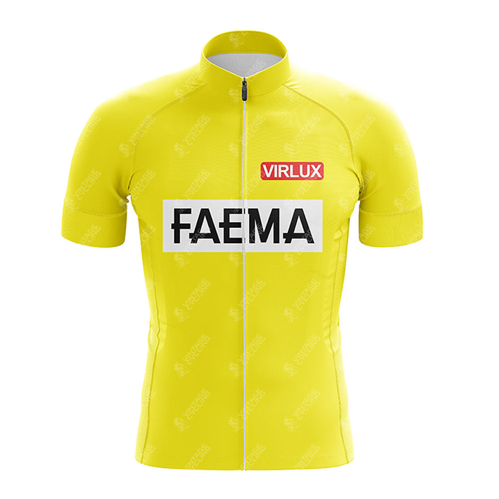 FAEMA Set da ciclismo a manica corta giallo retrò