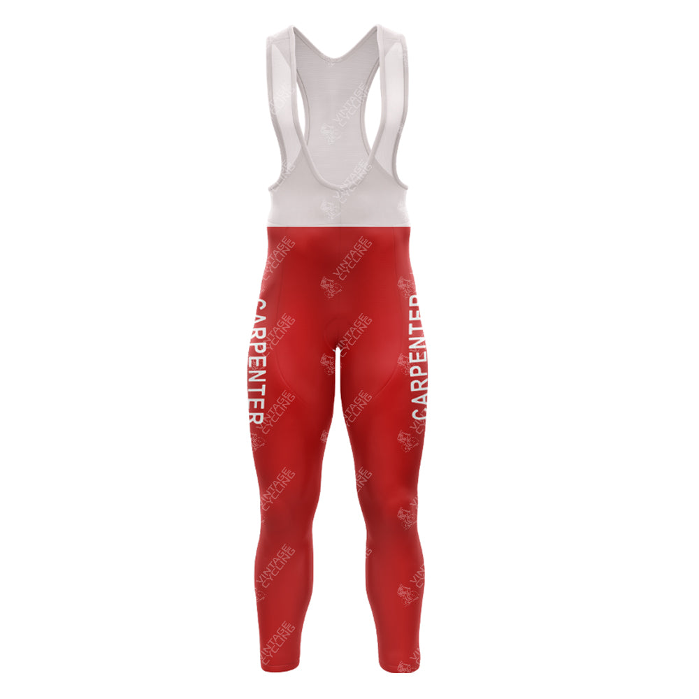 Pair the red and white cycling bib tights with CARPENTER on the legs with the 1972 SHIMANO Retro Long Sleeve Cycling Set. It features white mesh upper with shoulder straps and offers a fleece option for cold rides.