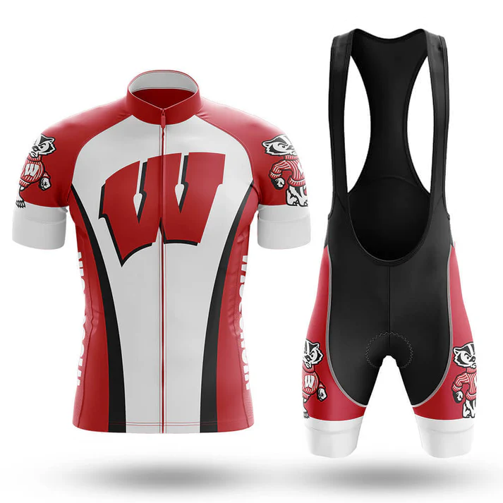 The Assuming Old Man Short Sleeve Cycling Set is a red and white retro ensemble, combining style and comfort for cyclists who want to stand out.