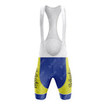 These cycling bib shorts feature Bottecchia on the thighs, a vintage design with a white upper and color-blocked blue, yellow, and white shorts. Pair them with the 1989 ADR Retro Short Sleeve Cycling Set for an authentic retro look.