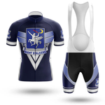 Show off your style in the Austria Men Short Sleeve Cycling Set, featuring a blue and white design inspired by the Chicago flag and Night Stalkers emblem. The moisture-wicking jersey keeps you cool on any ride.