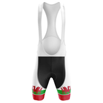 The Old Fart Men Short Sleeve Cycling Set features bib shorts with a white upper, black base, and red and green bands near the legs with red dragon designs—perfect to pair with your favorite performance cycling jersey.