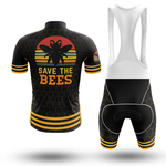 The U.S.Army V2 Men Short Sleeve Cycling Set features a black and yellow honeycomb pattern with a bold bee silhouette, red sun, and SAVE THE BEES text on the back for standout style.