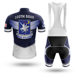 Austria Men Short Sleeve Cycling Set featuring the 160th SOAR Night Stalkers emblem, an American flag on the sleeve, and a moisture-wicking jersey; front and back views shown.