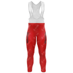 The 1980s Red Reynolds Retro Long Sleeve Cycling Set features red and white bib tights with Reynolds on the legs, a white upper part with shoulder straps, stretchy fitted material, and a gel seat pad for comfort during long rides.