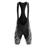 The Grandpa Short Sleeve Cycling Set includes cycling bib shorts with black straps and back, gray and black camouflage legs inspired by a U.S. Army cycling set, and white accents near the leg openings.
