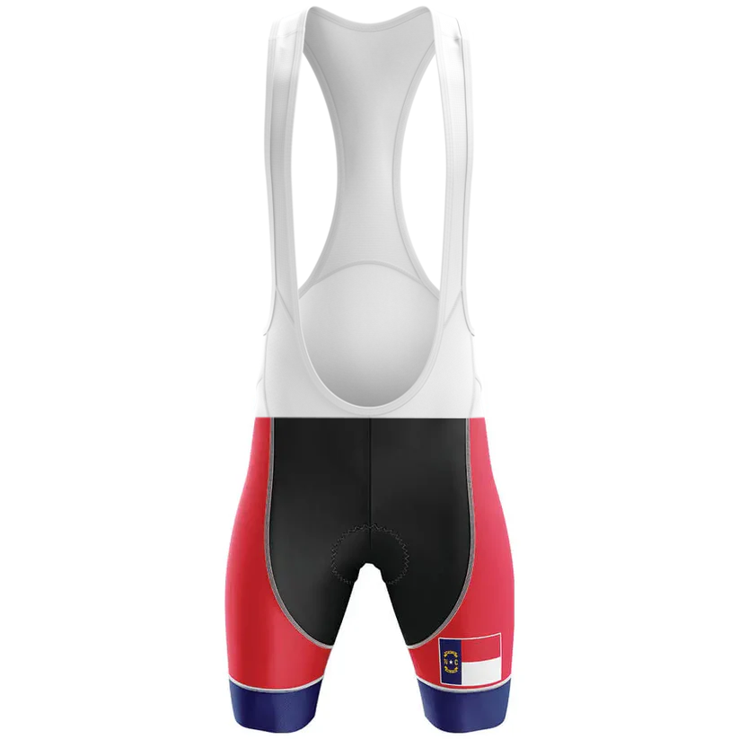 Cycling bib shorts with red sides, black seat area, white shoulder straps, blue leg cuffs, and a Chicago flag on the left leg. Pairs perfectly with the Portugal Men Short Sleeve Cycling Set for a coordinated look.