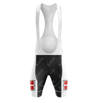Pair the Tricofilina Coppi Retro Short Sleeve Cycling Set bib shorts—white straps and upper, black lower, red and white thigh details with “systeme” and a rectangle—for a classic retro cycling look.