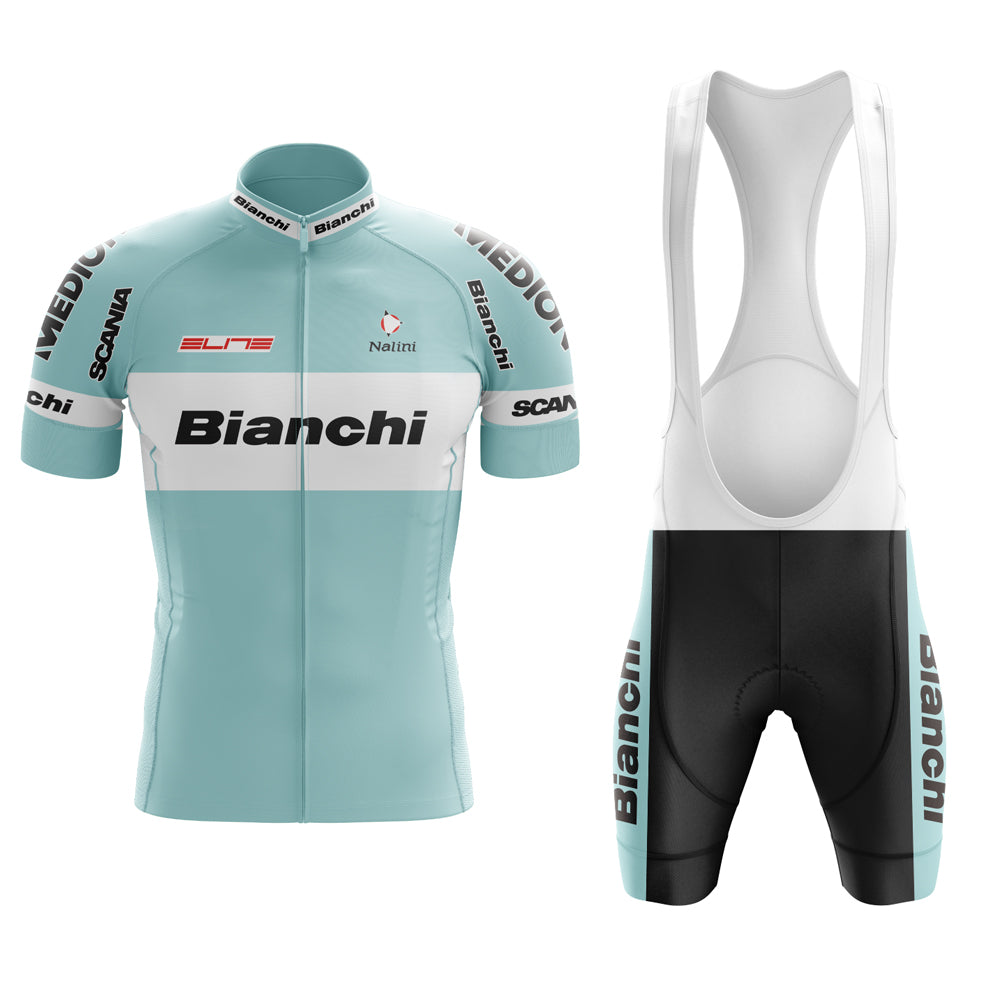 Bianchi Grey Green Retro Short Sleeve Cycling Set