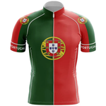 The Peeking Black Cat Men Short Sleeve Cycling Set features a front zipper and short sleeves, with a playful black cat design on the jersey. "Portugal" is written on the sleeves, and the set combines comfort with standout style for cyclists.