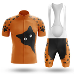 11th Armored Cavalry Regiment Men Short Sleeve Cycling Set with a moisture-wicking jersey and matching shorts, featuring short sleeves, white bib shoulder straps, and coordinated design accents on the sleeves, shorts, and sides.