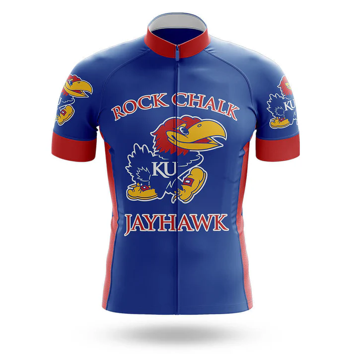 A men's short sleeve cycling set in Ohio State colors with performance fabric and athletic design.