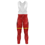 The BIC Red Retro Long Sleeve Cycling Set features red bib tights with black and white accents, a fleece-lined option for cold rides, and a cohesive white upper with shoulder straps.