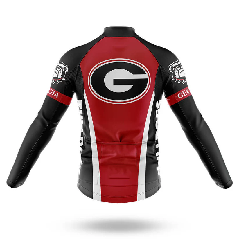 A black, red, and white U.S. Army Veteran Long Sleeve Cycling Jersey featuring veteran-themed graphics and text on the back, sleeves, and sides.