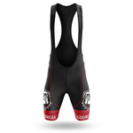 The U.S. Army Veteran Short Sleeve Cycling Set features black bib shorts with red bands, US Army Veteran logo, and "U.S. ARMY" in white on both legs, plus two shoulder straps. Pairs perfectly with a breathable cycling jersey for customizable gear.