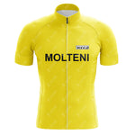 The TI-Raleigh Red-Yellow Retro Short Sleeve Cycling Set features a front zipper and bold retro design, perfect for fans of classic, customizable cycling gear.