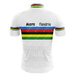 The MOLTENI Yellow Retro Cycling Jersey features classic retro style with iconic detailing and black "Mars flandria" text on the back. Made from lightweight polyester for comfort on every ride.