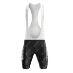 Front view of the ONCE Yellow Retro Short Sleeve Cycling Set: short sleeve jersey and black shorts with "LONGE" in white on both thighs—a stylish choice for your customizable cycling kit.