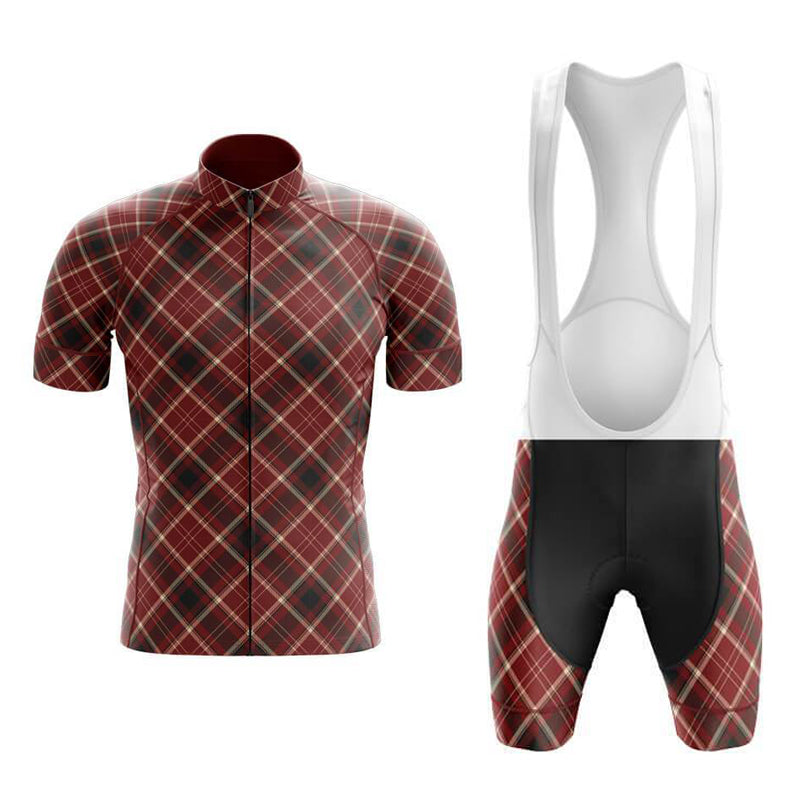 Relive cycling nostalgia with our Tartan Light Red Cycling Jersey Set. This short-sleeved, lightweight polyester jersey features a red and black plaid design and front zipper. The matching bib shorts include a gel seat pad for comfort on long rides.