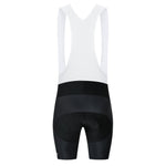 Viewed from the back, the Bike Smiley Face Cycling Jersey Set includes black cycling bib shorts with white straps made of lightweight polyester and equipped with a gel seat pad for comfort during long rides.