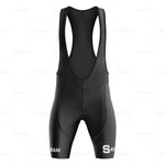 The black cycling bib shorts in the Salvarani 1972 Retro Cycling Jersey Set feature a sleeveless design and shoulder straps, echoing Felice Gimondis classic style. RANI on the left thigh and S ALV on the right pay homage to Salvarani 1972. Made from sleek fabric, theyre ergonomic and fitted.