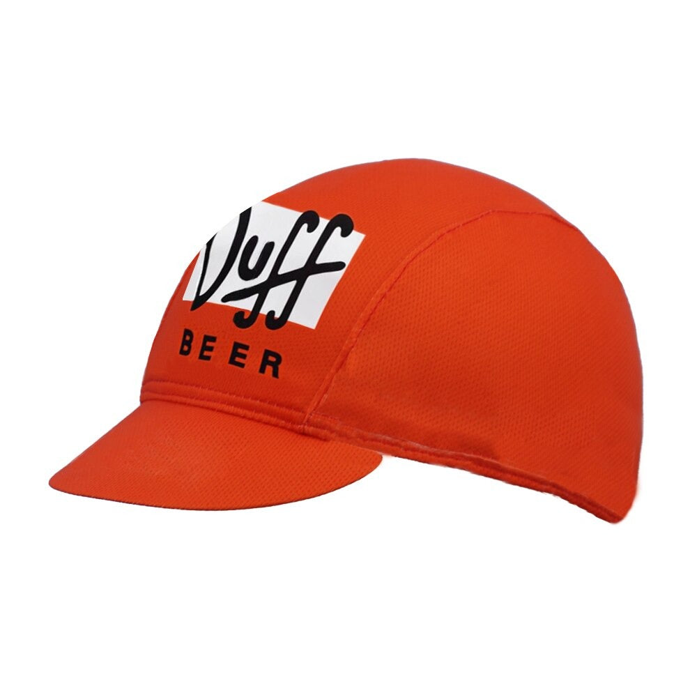 The Duff Beer Retro Cycling Cap features a short brim and the classic black and white Duff Beer logo on the front.