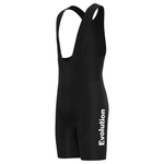 The Evolution Cycling Jersey Set includes black bib shorts with Evolution in white on the side. Made of lightweight polyester, these form-fitting shorts with shoulder straps are ideal for professional cycling and perfect to pair with a retro jersey.