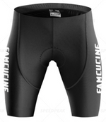 The Famcucine Selle Royal Retro Cycling Jersey Set includes black cycling shorts with vertical white FAMCUCINE text, featuring a padded seat and smooth seams for comfort. Pair with the Francesco Moser Retro Cycling Jersey for a stylish ride.
