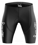 Black cycling shorts with Frigos Boston on the side panels, part of the Frigos Boston Retro Cycling Jersey Set, are designed for performance with padded comfort. They pair perfectly with the breathable jersey for an iconic road look.