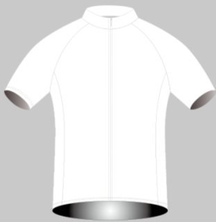 A custom design cycling jersey, part of the Custom Design Cycling Jersey & Shorts Short Set, is displayed on a gray background. The front view highlights its plain short-sleeved design with a full-length zipper and high collar.