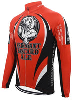 The Arrogant B*d Ale Long Sleeve Cycling Jersey features the iconic demon and a beer mug, with bold white text Its Not Too Expensive, Youre Too Cheap on the sleeves and Youre Not Worthy on the side. Available with a fleece option for cooler rides.
