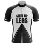 The Shut Up Legs Cycling Jersey is made from lightweight polyester and showcased a striking black and white geometric design. The bold text on the front, SHUT UP LEGS, adds style and motivation to every ride.