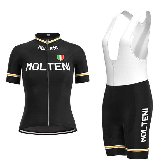 Women's Molteni Black Retro Cycling Jersey Set