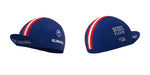 The Blue cycling caps with red, white, and blue stripes are a perfect match for the Womens US Postal Service Jersey Set. One cap has Subaru and its logo, while the other features Berry Floor and Visa. Both display United States Postal Service and T. Craft 2003 on their sides and brim.