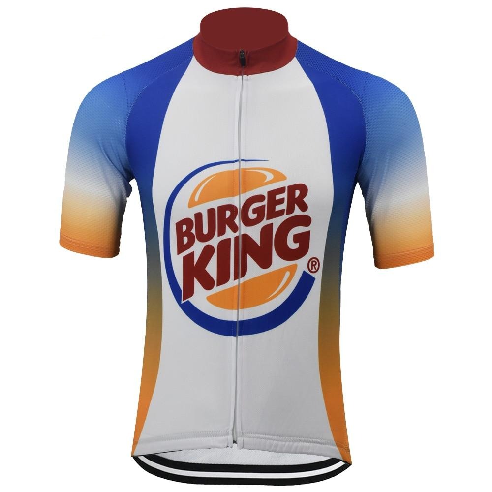 Introducing the Burger King Cycling Jersey, made from lightweight polyester for top comfort. It features the iconic logo with a blue to orange gradient and a white central panel for a sleek performance look.